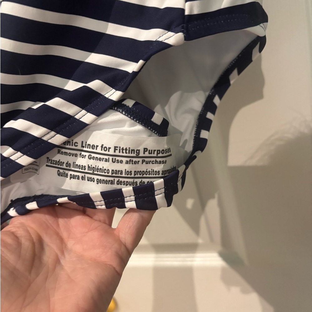 Lands' End Navy and White One-Piece Swimsuit - Picture 5 of 5